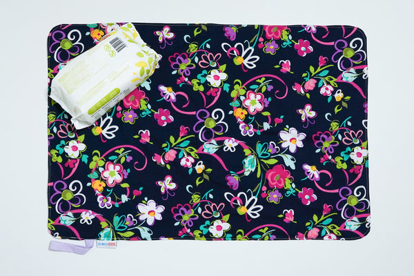 Waterproof Changing Mat - Navy Flora (Large)