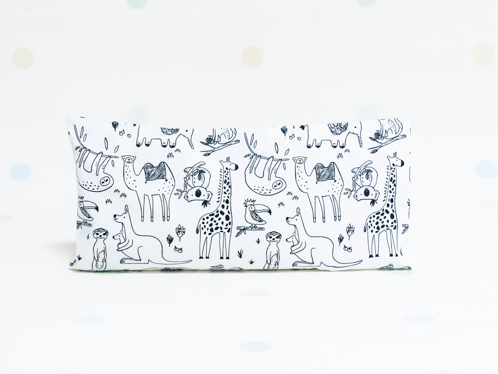 Beansprout Husk Pillow - Monochrome Animals (Bedtime)