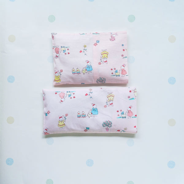 Beansprout Husk Pillow - Pink Garden Bunnies