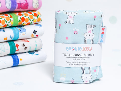 Waterproof Changing Mat - Mint Bunnies (Large)