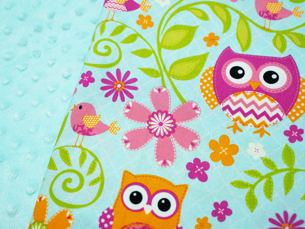 Minky Blanket - Garden Owls