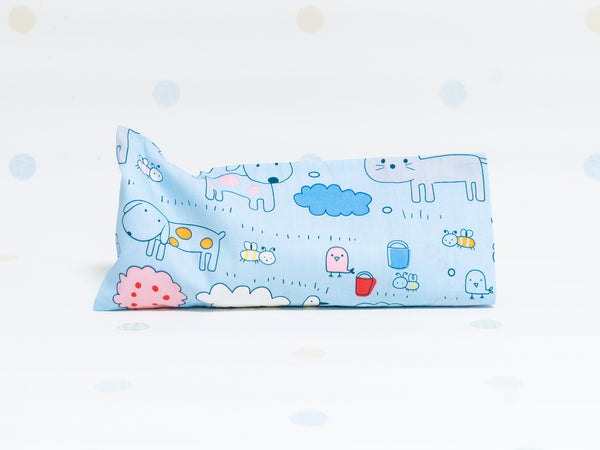 Beansprout Husk Pillow - Whimsical Animals Blue